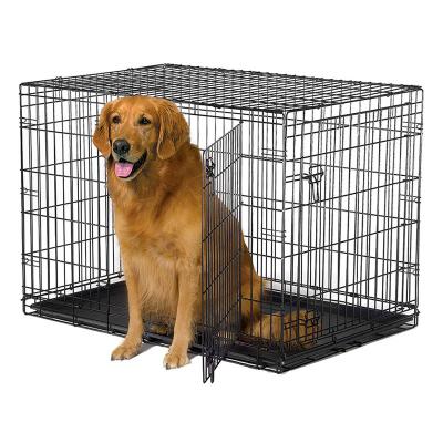 Foldable wire Mesh Cage for dog, Double Door foldable dog cage,