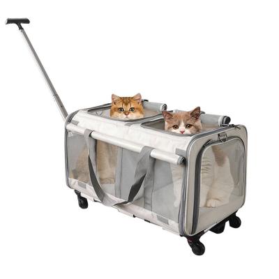 Foldable Double Room Trolley Carrier for Cats